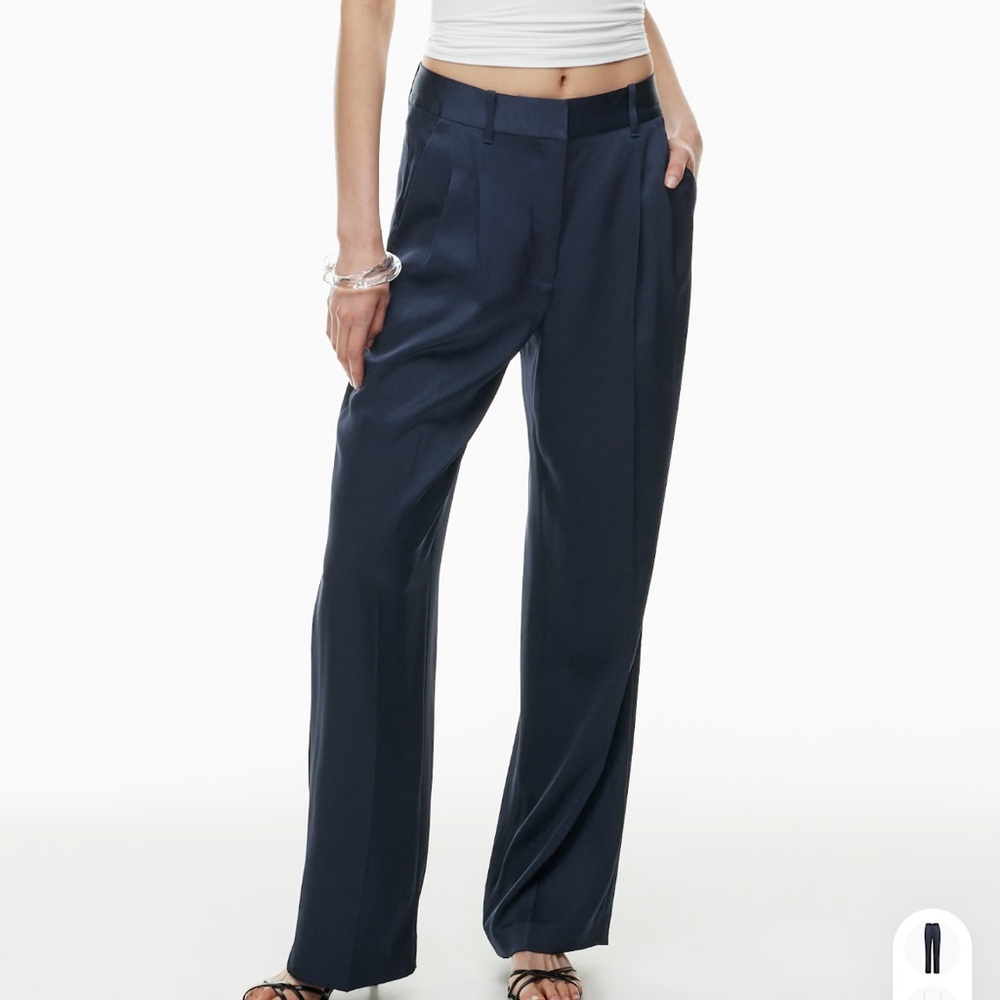 Aritzia Navy Wide-Leg Trousers
